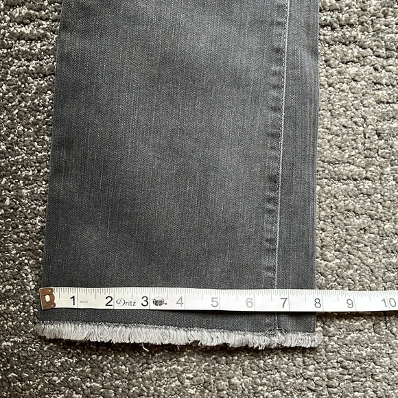 🐺Free People High Rise Crop Flare Stretch denim Jeans dark gray raw hem size 31 - Picture 9 of 12